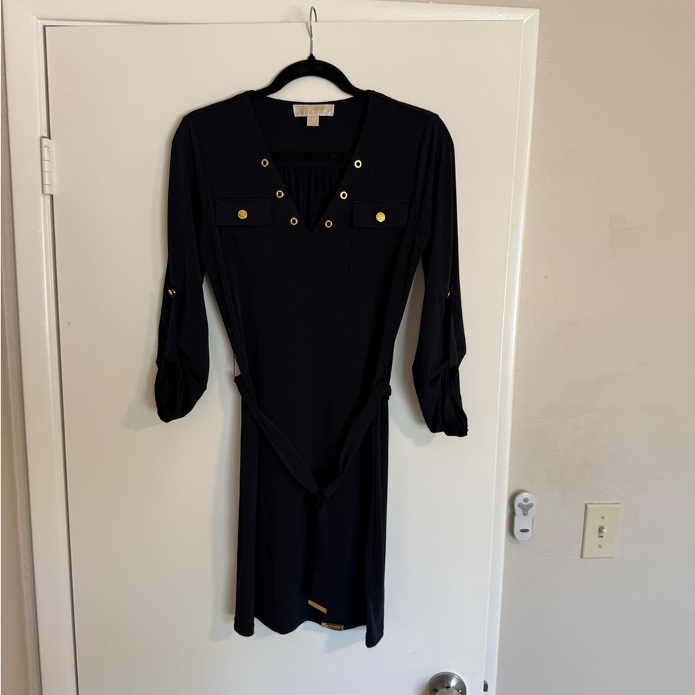 Michael Kors Black Embellished Wrap Dress